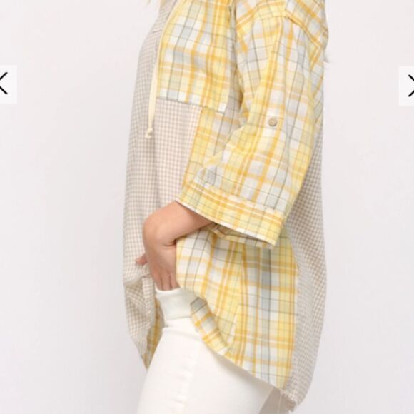 Yellow Plaid Women's Tunic Top - Picture 5 of 6